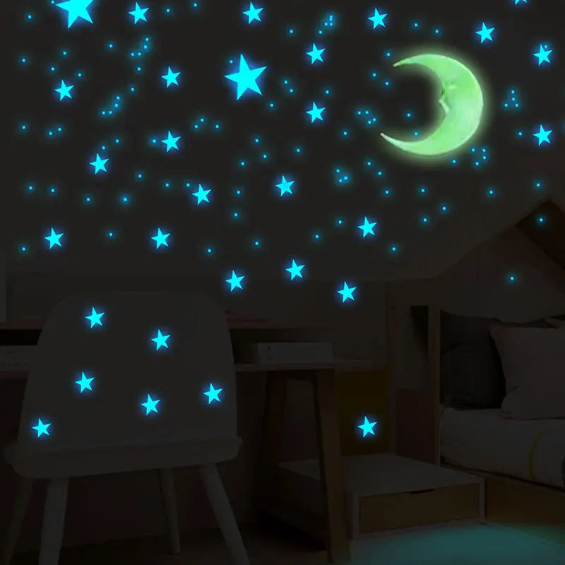 111Pcs Star & Moon Glow-in-the-Dark Wall Stickers – Luminous Decals for Kids Room, Bedroom & Home Decor - Image 3