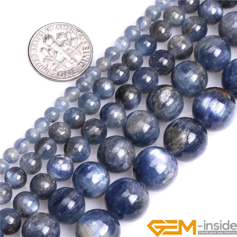 Natural Blue Kyanite Round Beads – 15" Strand for DIY Jewelry Making (4mm–12mm) - Image 2