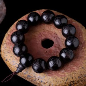 Natural Ebony Buddhist Prayer Bracelet – 15mm/20mm Beads Meditation Jewelry for Men & Women