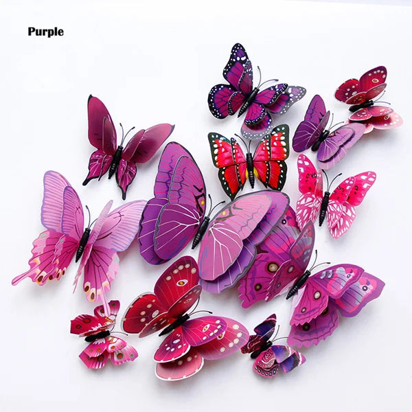 New Style 12-Piece Double Layer 3D Butterfly Wall Stickers - Image 16
