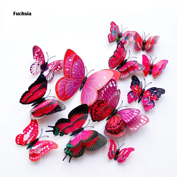 New Style 12-Piece Double Layer 3D Butterfly Wall Stickers - Image 7