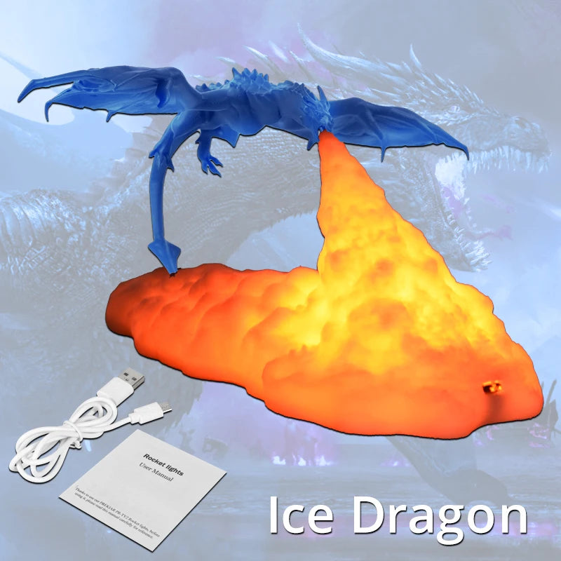 3D Fire & Ice Dragon LED Lamp – Rechargeable Desktop Light for Room Decor & Gifts - Image 7