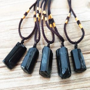 Black Tourmaline Pendant β Rough Natural Stone Healing Necklace