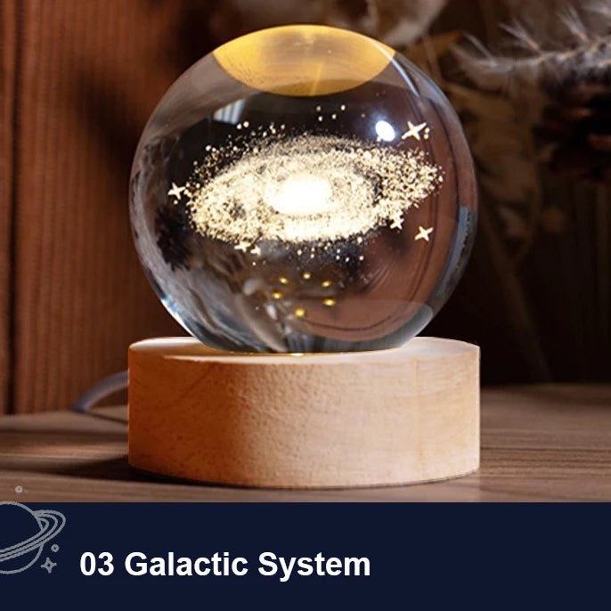 3D Crystal Ball Lamp with Galaxy Projections - Image 7