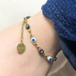 May@RZ Turkish Evil Eye Bracelet – 14K Gold Plated Stainless Steel Jewelry for Men & Women