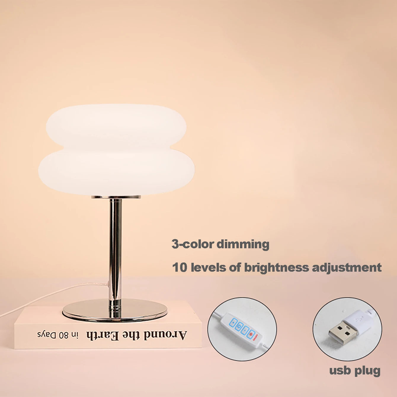 Elegant Cream Table Lamp with Plastic Lampshade - Image 9