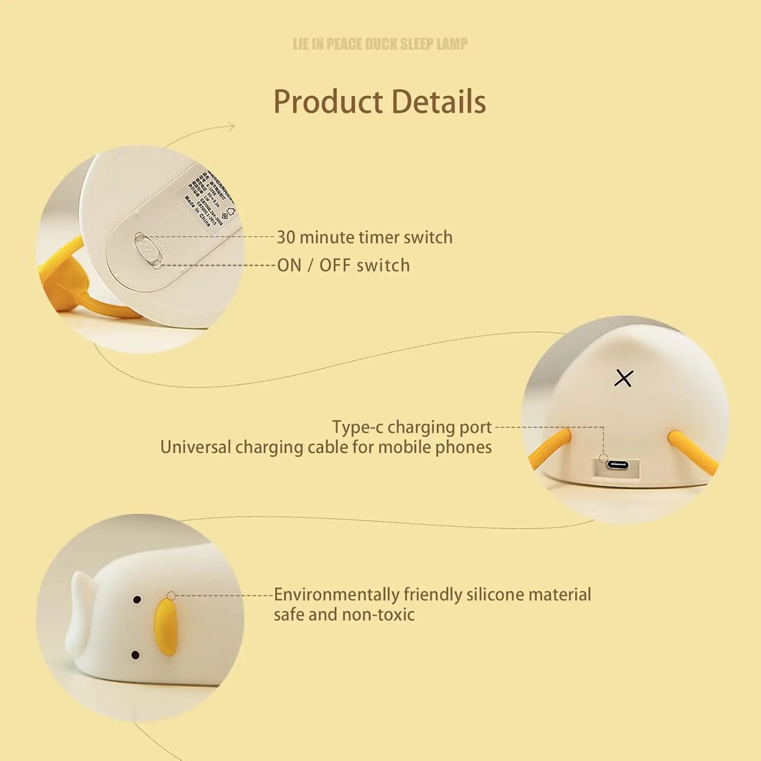 LED Lying Flat Duck Night Light - Image 5