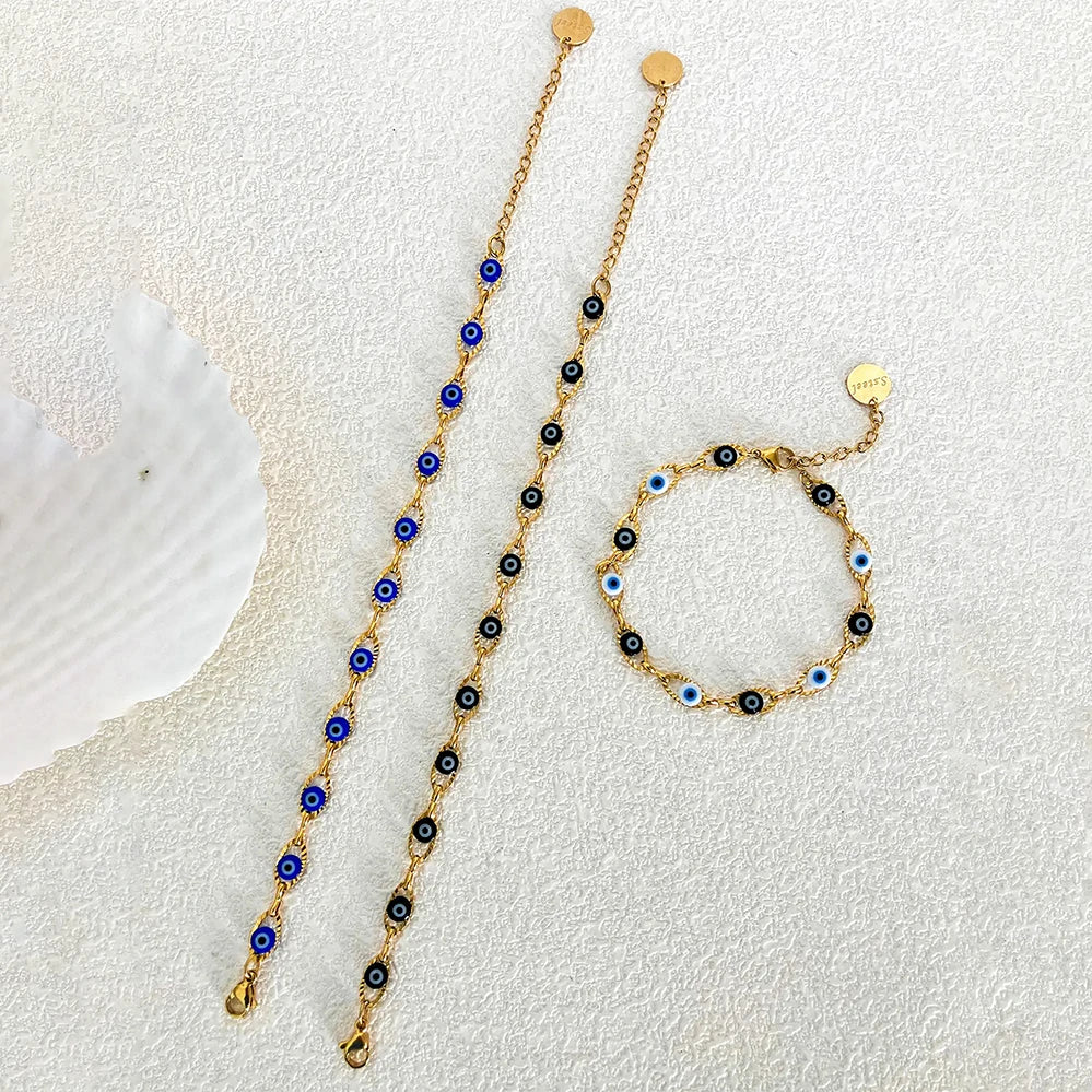 May@RZ Turkish Evil Eye Bracelet – 14K Gold Plated Stainless Steel Jewelry for Men & Women - Image 4