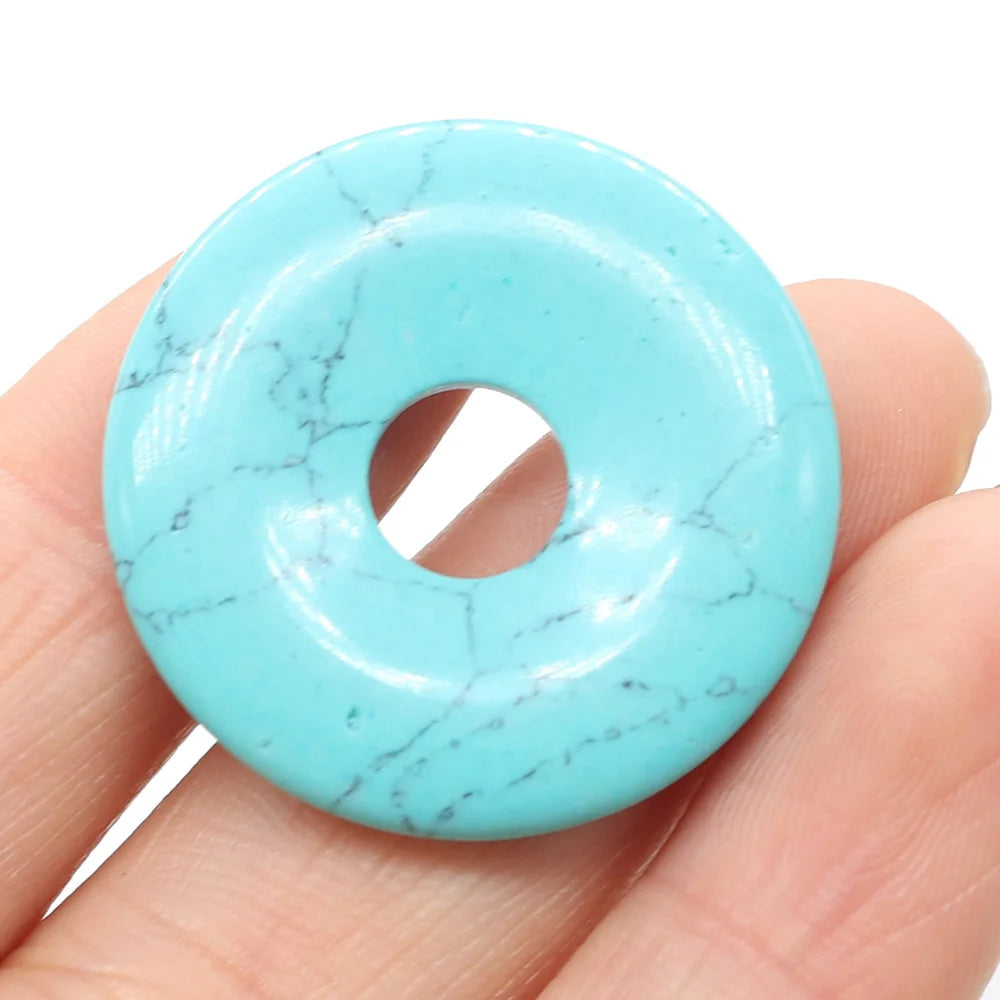 Natural Stone Donut Charms – 30mm Semi-Porous Beads for DIY Jewelry Making - Image 24