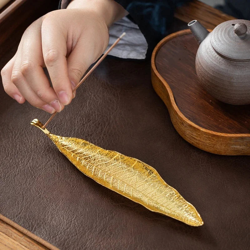 Incense Holder Ash Catcher Long Leafs Censer Meditation Home Decor - Image 2