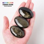 Natural Golden Obsidian Palm Stone – Healing Thumb Stone for Stress Relief & Energy Balance