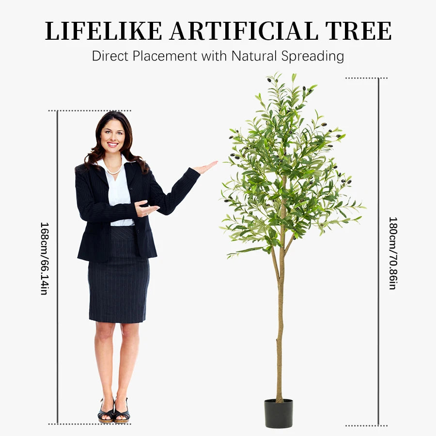 Artificial Olive Tree with Pot – 4/5/6FT Tall Faux Plant with Fruit for Room & Holiday Decor - Image 3