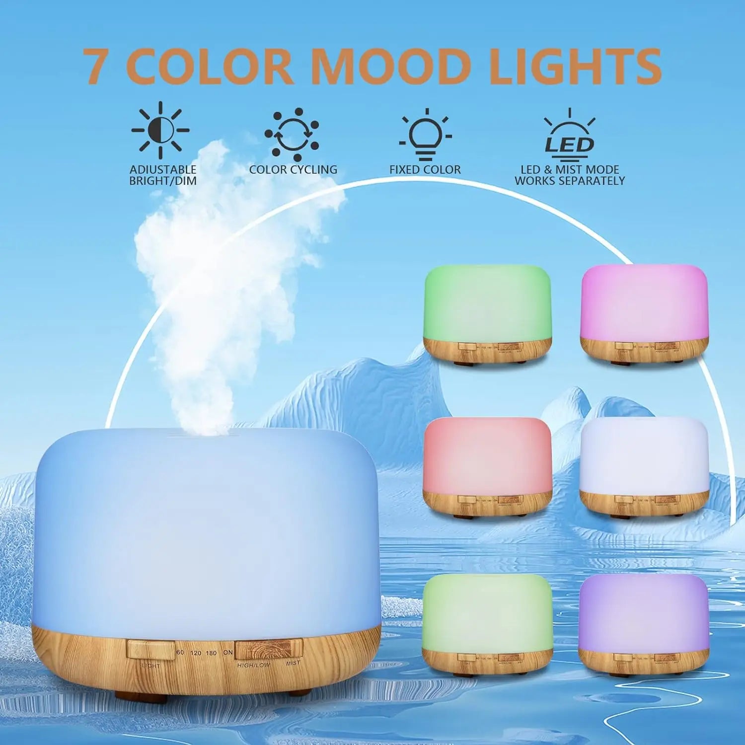 500ML USB Wood Grain Aroma Diffuser - Image 2