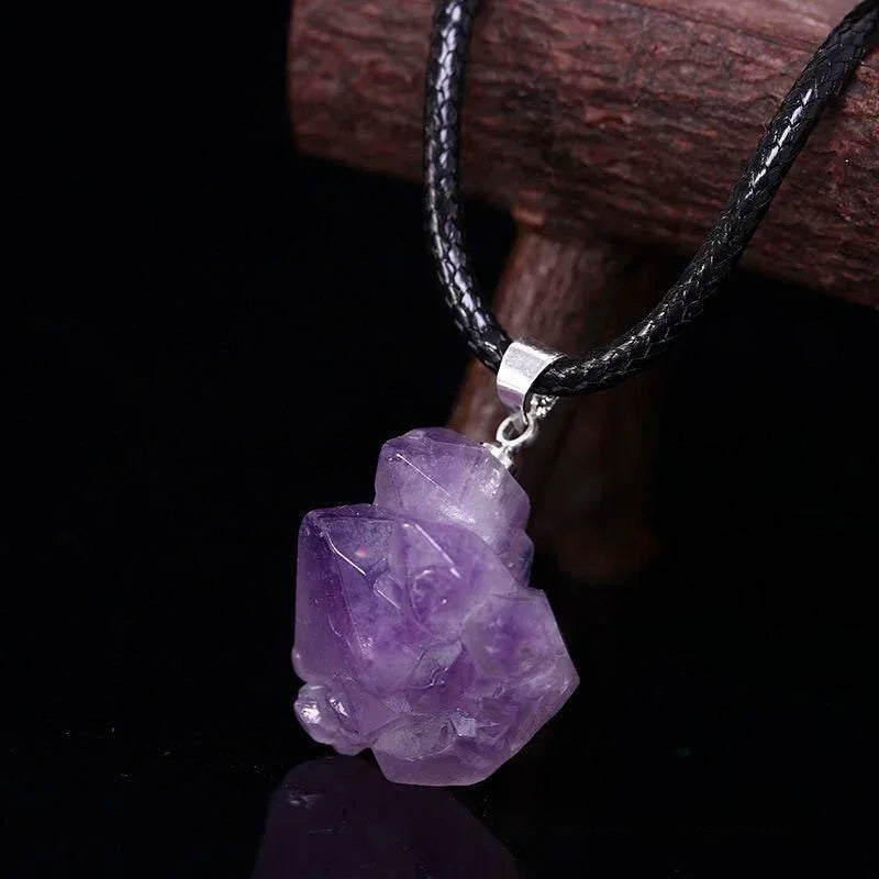 1PC Natural Amethyst Rough Stone Pendant – Energy Healing Crystal Necklace for Women - Image 3