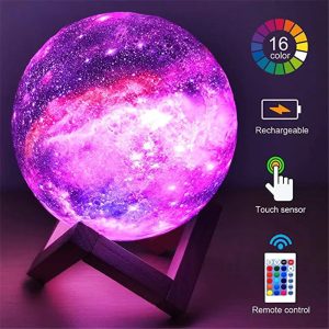 3D Print Moon Lamp – 16 Colors Remote Control LED Night Light for Bedroom & Decor