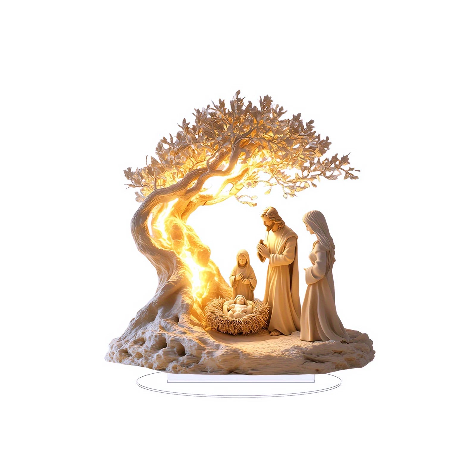 2025 Desktop Family Statue – Jesus Tree of Life Newborn Acrylic Ornament for Home Decor - Image 6