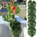 12pcs Artificial Tropical Palm Leaves – Hawaiian Luau & Jungle Party Table Decor