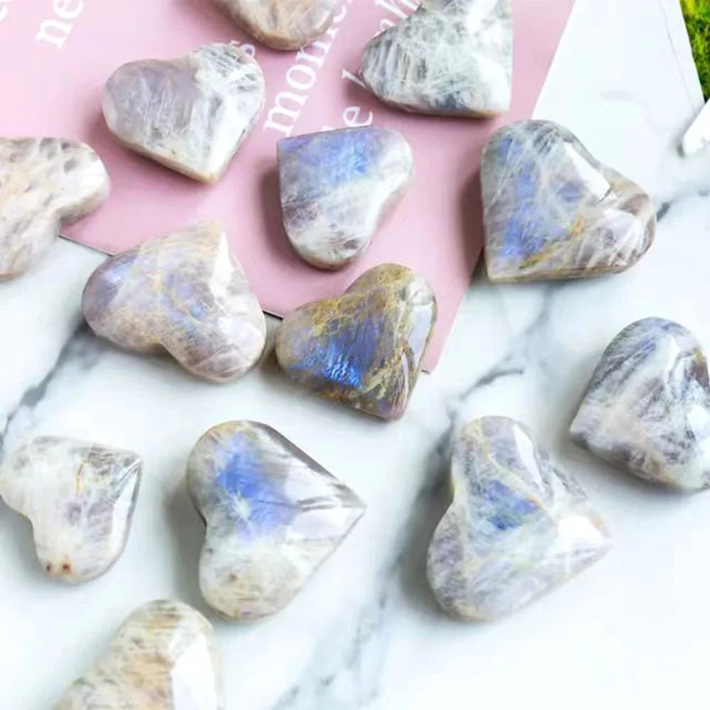1PC Rare Blue Moonstone Heart – Natural Crystal Carving for Feng Shui, Healing & Meditation - Image 6