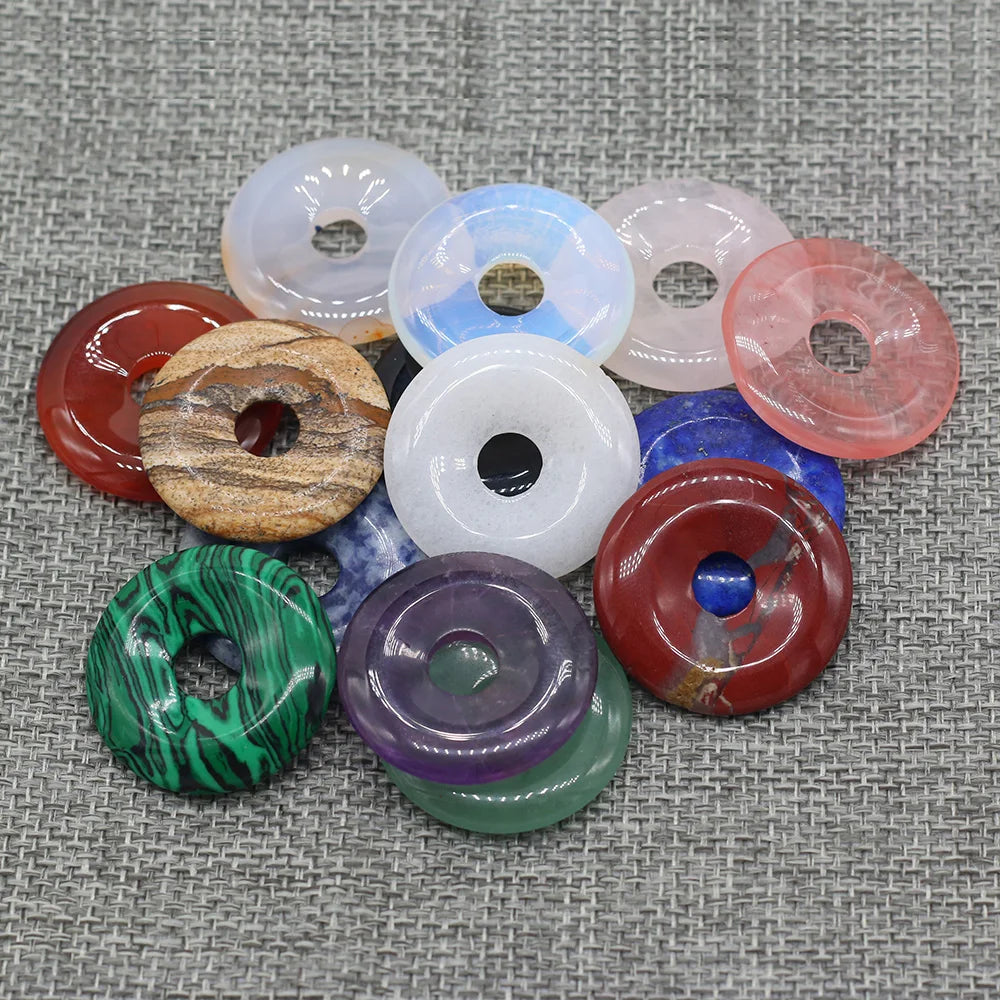 Natural Stone Donut Charms – 30mm Semi-Porous Beads for DIY Jewelry Making - Image 5