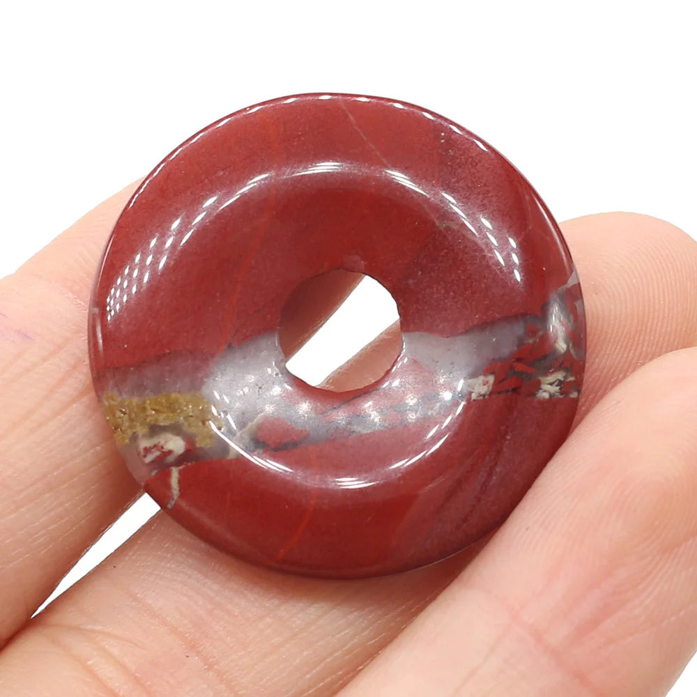 Natural Stone Donut Charms – 30mm Semi-Porous Beads for DIY Jewelry Making - Image 14