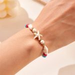 Bohemian Starfish & Conch Shell Beads Bracelet – Adjustable Summer Beach Jewelry for Women & Girls