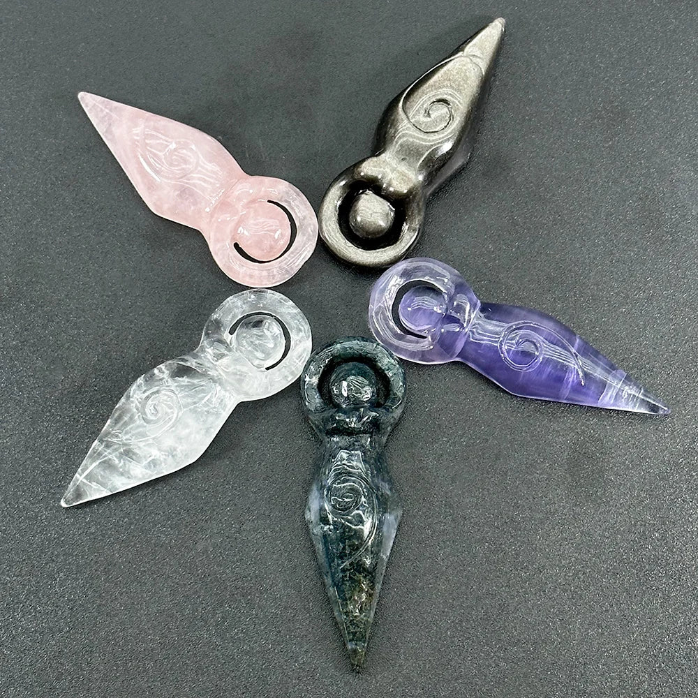 Natural Crystal Goddess Statue Carving – Pocket-Sized Home Decoration & Spiritual Gift - Image 4