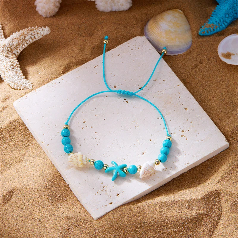 Bohemian Starfish & Conch Shell Beads Bracelet – Adjustable Summer Beach Jewelry for Women & Girls - Image 9