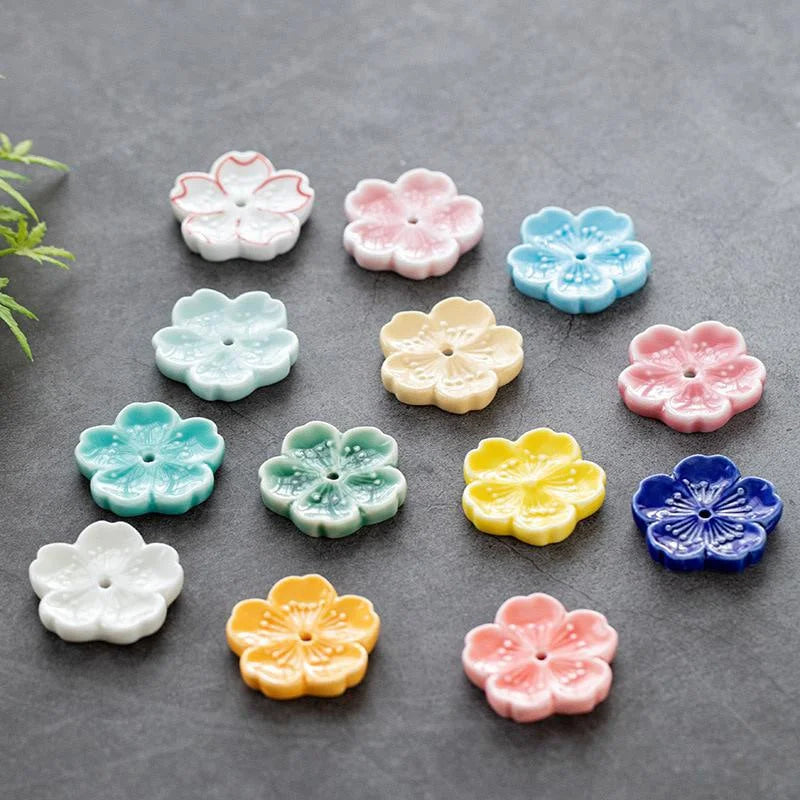 Ceramic Cherry Blossom Incense Burner – Elegant Stick Holder for Home, Office & Teahouse Decor - Image 5
