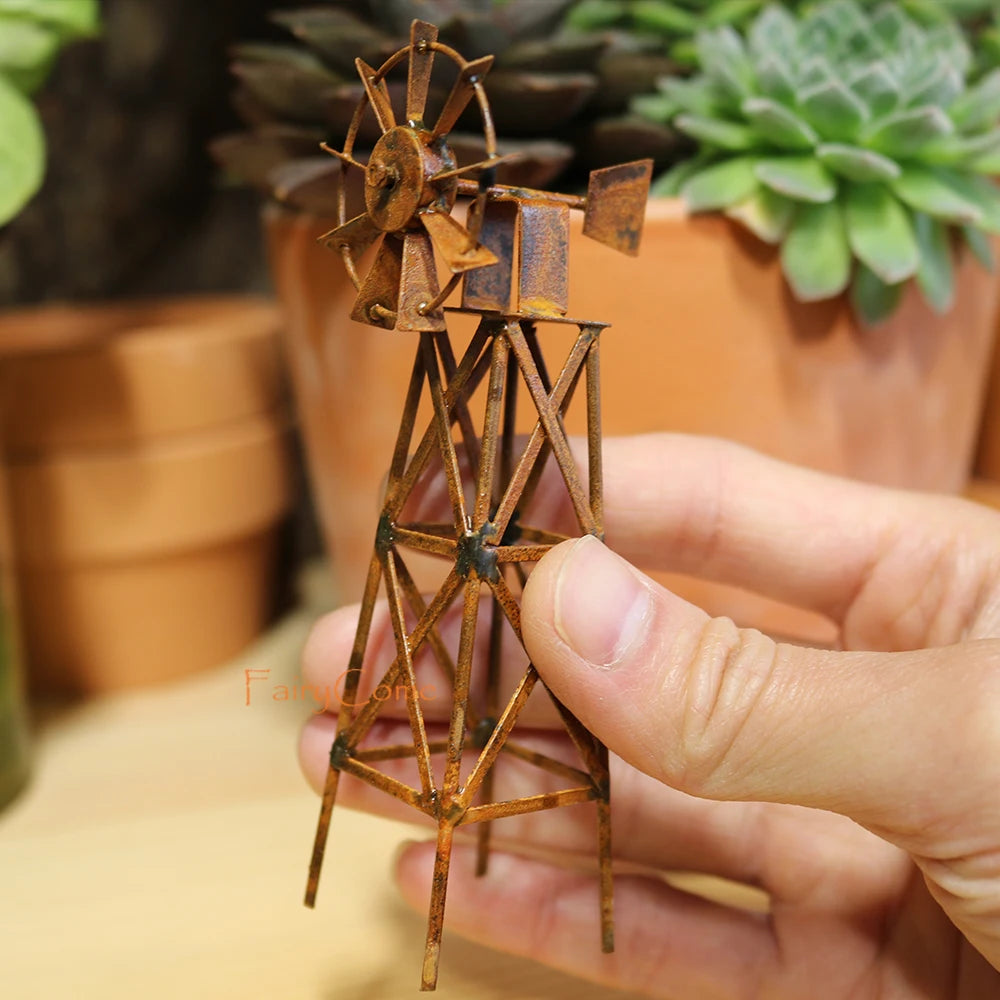 Miniature Windmill Metal Decoration for Fairy Gardens - Image 4