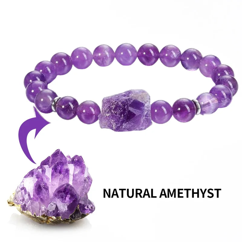 Natural Amethyst Quartz Beaded Bracelet – Wellness & Yoga Jewelry for Women - Image 4